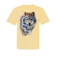 thumbnail image 1 of Wild Bobby, Wolf Oil Painting, Animal Lover, Garment-Dyed Washed Look Short Sleeve T-Shirt, Banana, X-Large, 1 of 3