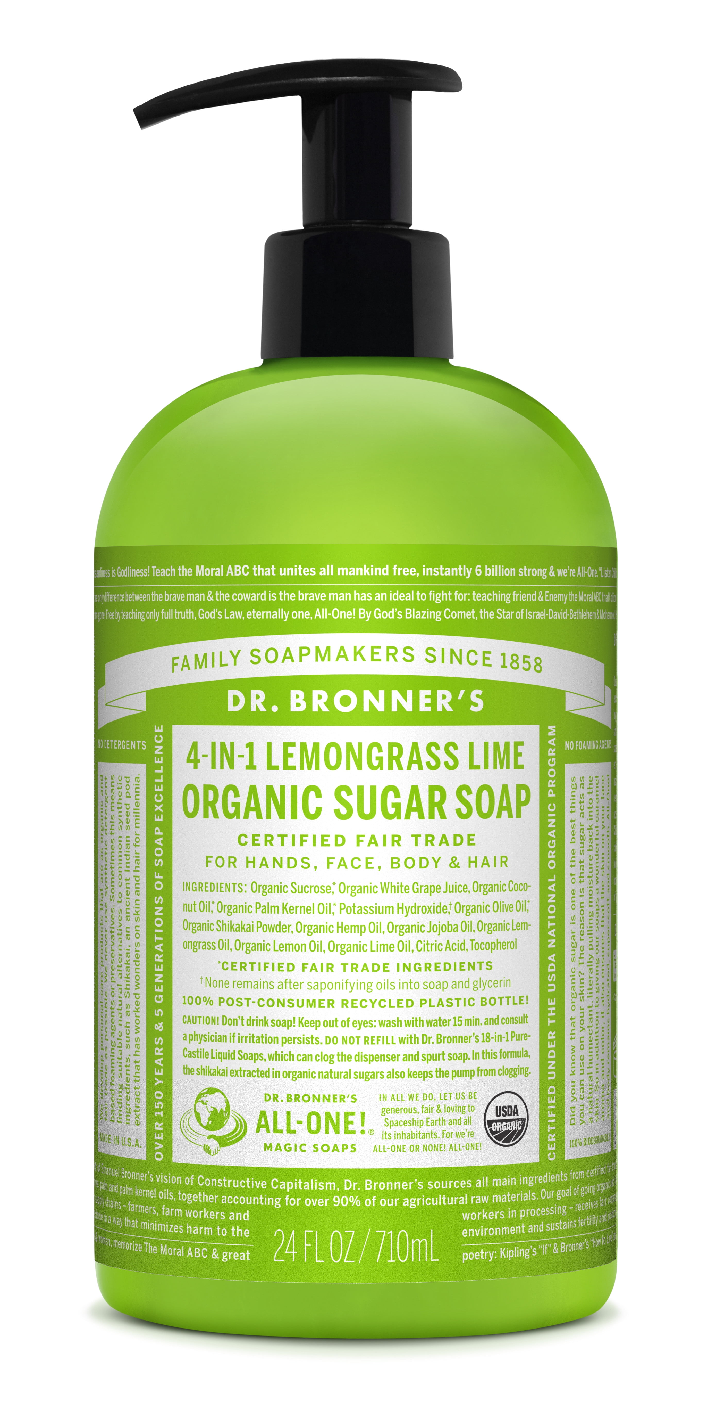 Dr. Bronner's Lemongrass Lime Sugar Pump Body Wash - 24 oz | eBay