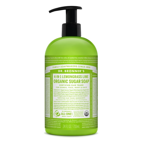 Dr. Bronner's Organic Sugar Soap – Lemongrass Lime – 24 oz