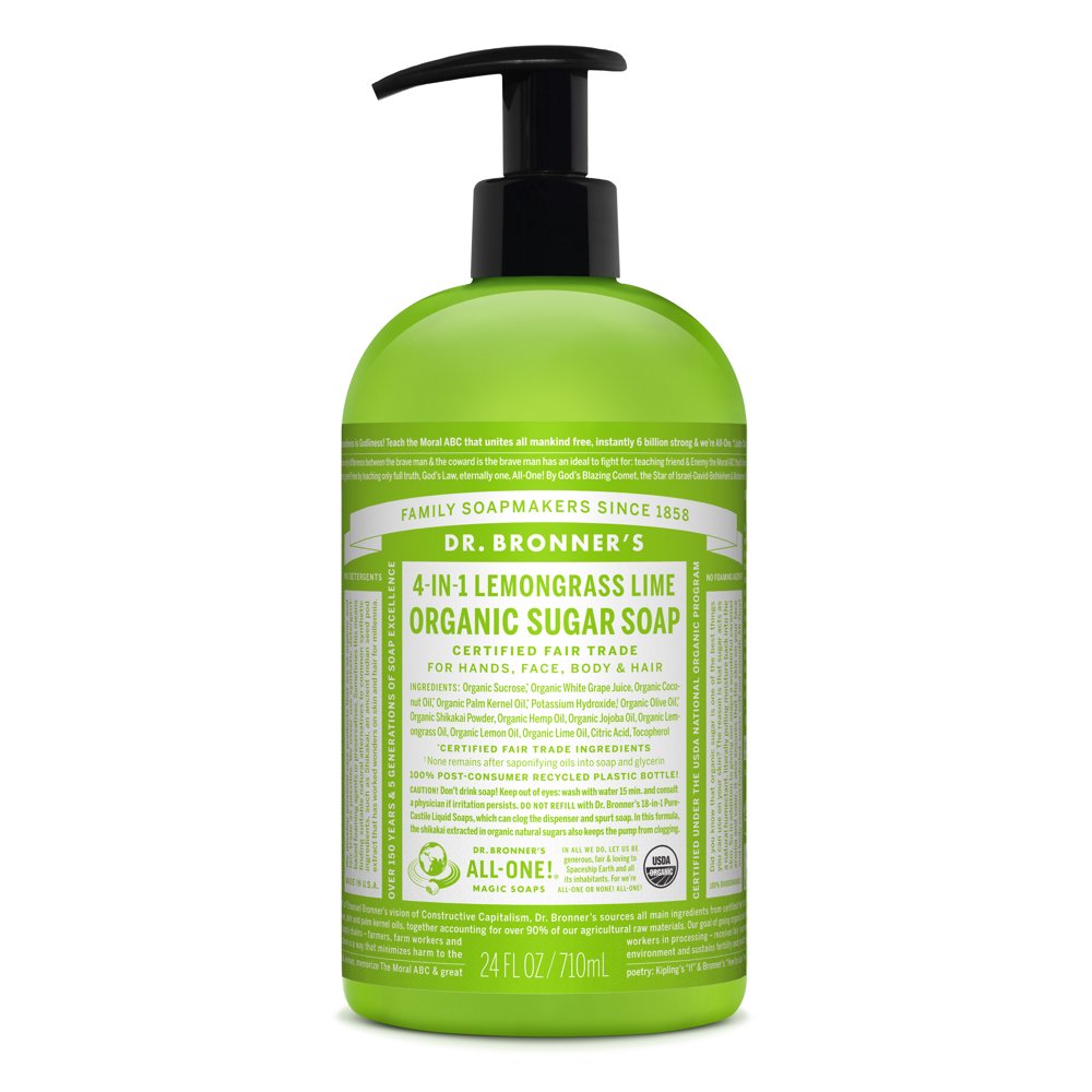Dr. Bronner's Organic Lemongrass Lime Sugar Pump Soap 24oz