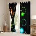 thumbnail image 3 of Homewish Gradient Hexagon Black Out Curtains for Female Men Adults,Ombre Geometric Honeycomb Curtains Pack of 2 (42x63 Each),Modern Contemporary Abstract Bedroom Curtains,Luxury Bedroom Decor, 3 of 6