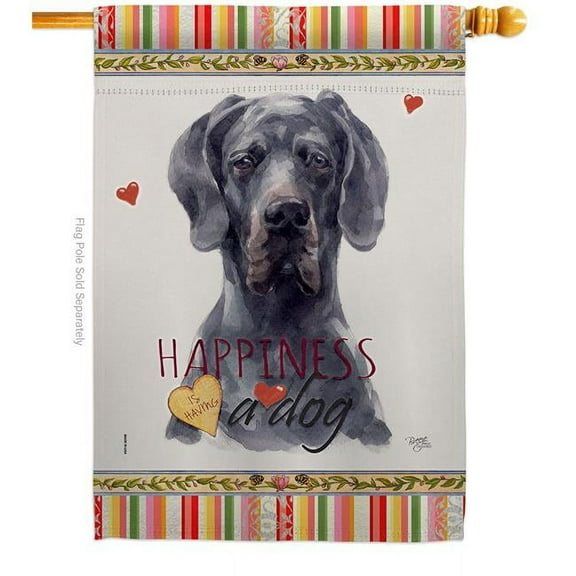 Breeze Decor H110258-BO Black Great Dane Happiness Animals Dog 28 x 40 in. Double-Sided Decorative Vertical House Flags for Decoration Banner Garden Yard Gift