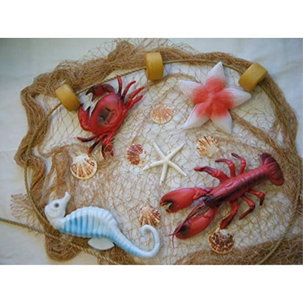 6 x 8 fishing net, fish netting, floats, starfish, rope, nautical decor, fish net by florida