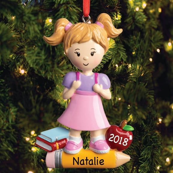 Personalized First Day Of School Girl Ornament