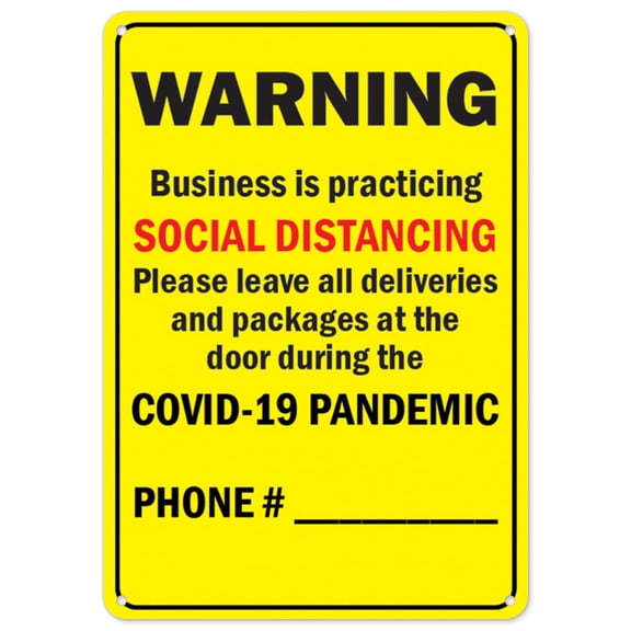 SignMission OS-NS-P-1824-25517 Covid-19 Notice Sign - Warning Business Is Practicing Social Distancing