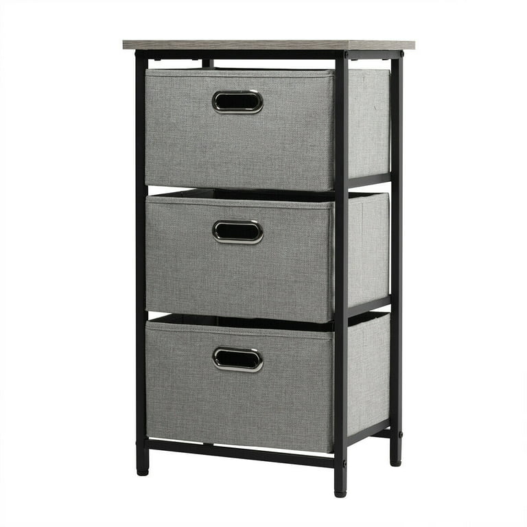 MULISOFT Fabric Dresser with 3 Drawer Rolling Storage, Foldable and Easy to Assemble Organizer,Gray, Girl's, Size: Large