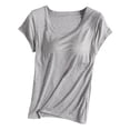 thumbnail image 1 of Lixiuxyad T-Shirt à Manches Courtes avec Coussinet de Poitrine Soutien-Gorge Semi-Manches Pyjama Gris, 1 of 3