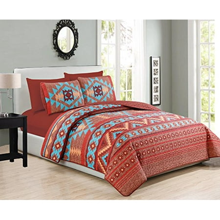Western Southwestern Native Indian American 6 Piece California King Bedding Quilt Bedspread And Fitted Sheet Set No Flat Canada - Southwest Bedding Cal King Western Southwestern Native Indian American 6 Piece California King Bedding Quilt Bedspread And Fitted Sheet Set No Flat Canada - Southwest Bedding Cal King