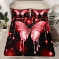thumbnail image 2 of Homewish Romantic Butterfly Animal Full Size Sheets, Red Sequin Print Bed Sheets, Couple Anniversary Sheet Sets, Ultra Soft Bedroom Decor, 4-Piece, 2 of 7