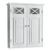 Teamson Home Dawson Wooden Wall Cabinet with Cross Molding and 2 Doors, White