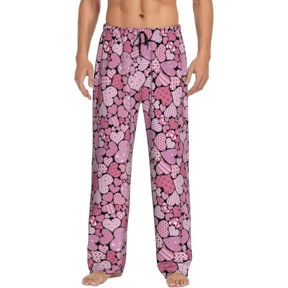 Daiia Sweet Heart Men's Sleep Pant with Pockets and Drawstring,Pajama Pants-Large