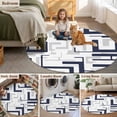 thumbnail image 5 of Modern Geometric Navy Blue Round Area Rug 3.3Ft Washable Circle Rugs for Dining Room Table, Abstract Minimalist Artwork Lines Non-Slip Carpet Floor Mats Indoor Outdoor Carpet Runner Home Decor, 5 of 8
