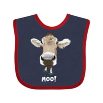 Inktastic Moo Cute Brown Holstein Cow Boys or Girls Baby Bib