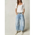 thumbnail image 4 of Women's Baggy Boyfriend Jeans Vintage Wide Leg Mid Rise Barrel Denim Ankle Pants, 4 of 11