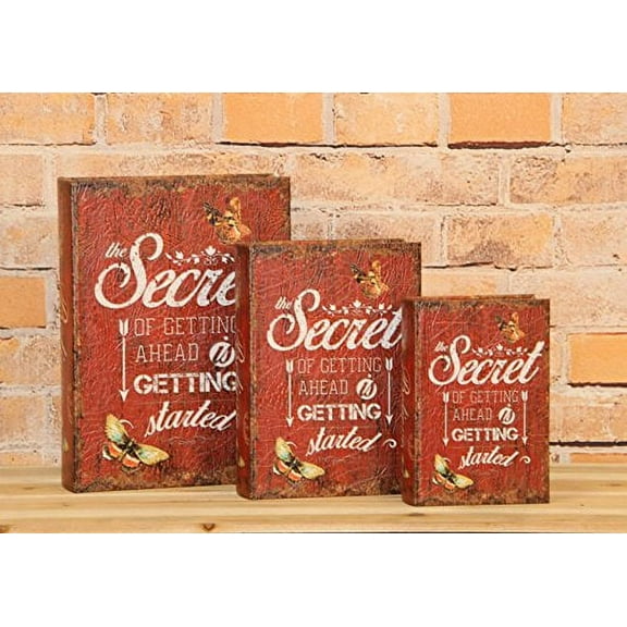 "The Secret of Getting Ahead is Getting Started" Decorative Book Boxes Diversion Safe Set of 3