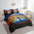 thumbnail image 3 of Homewish Vintage Colorful Glass 7 Pieces Bedding Comforter Set,Multicolor Tree Of Life Full Bedding Set,Modern Artistic Fitted Sheet Flat Sheet For Adults,Ultra Soft Home Decor Reversible, 3 of 8