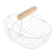 thumbnail image 2 of Cesta de frutas de malla metálica con diseño decorativo y asa de madera para escritorio. Blanco, 2 of 9