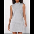 thumbnail image 4 of Conjuntos de Falda de 2 Piezas para Mujer, Conjuntos de Verano para Vacaciones en la Playa, Blusas de Cuello Alto, Falda de Tenis, Conjuntos de Estar por Casa. Gris L, 4 of 8
