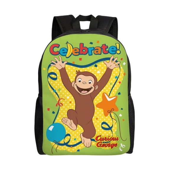 Curious Monkey George Backpack,3d Print Laptop Backpack Lightweight Casual Daypack Bookbag Multi-Function Travel Backpack