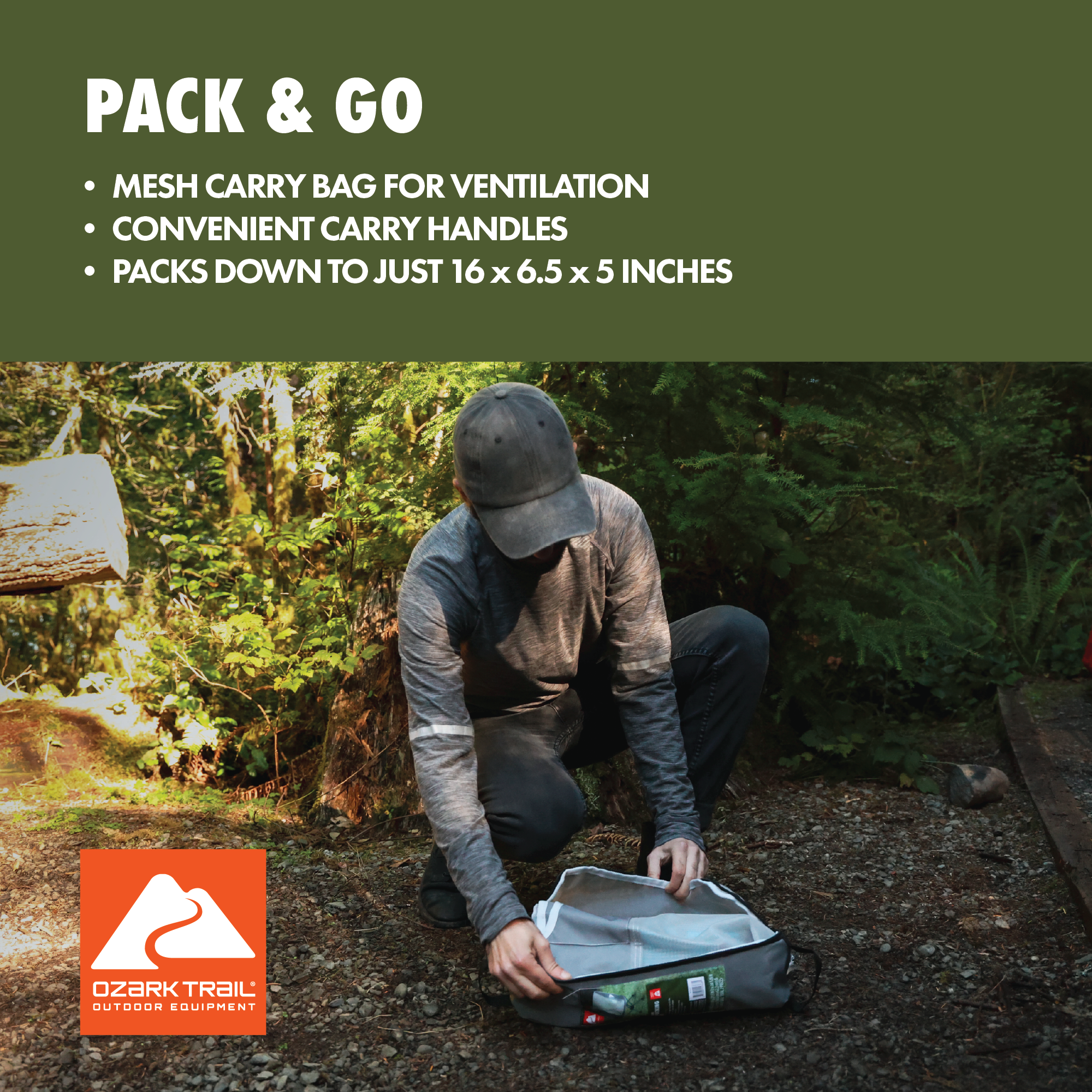Silla de campamento ultraligera Ozark Trail con bolsa de transporte, marco turquesa mar 6