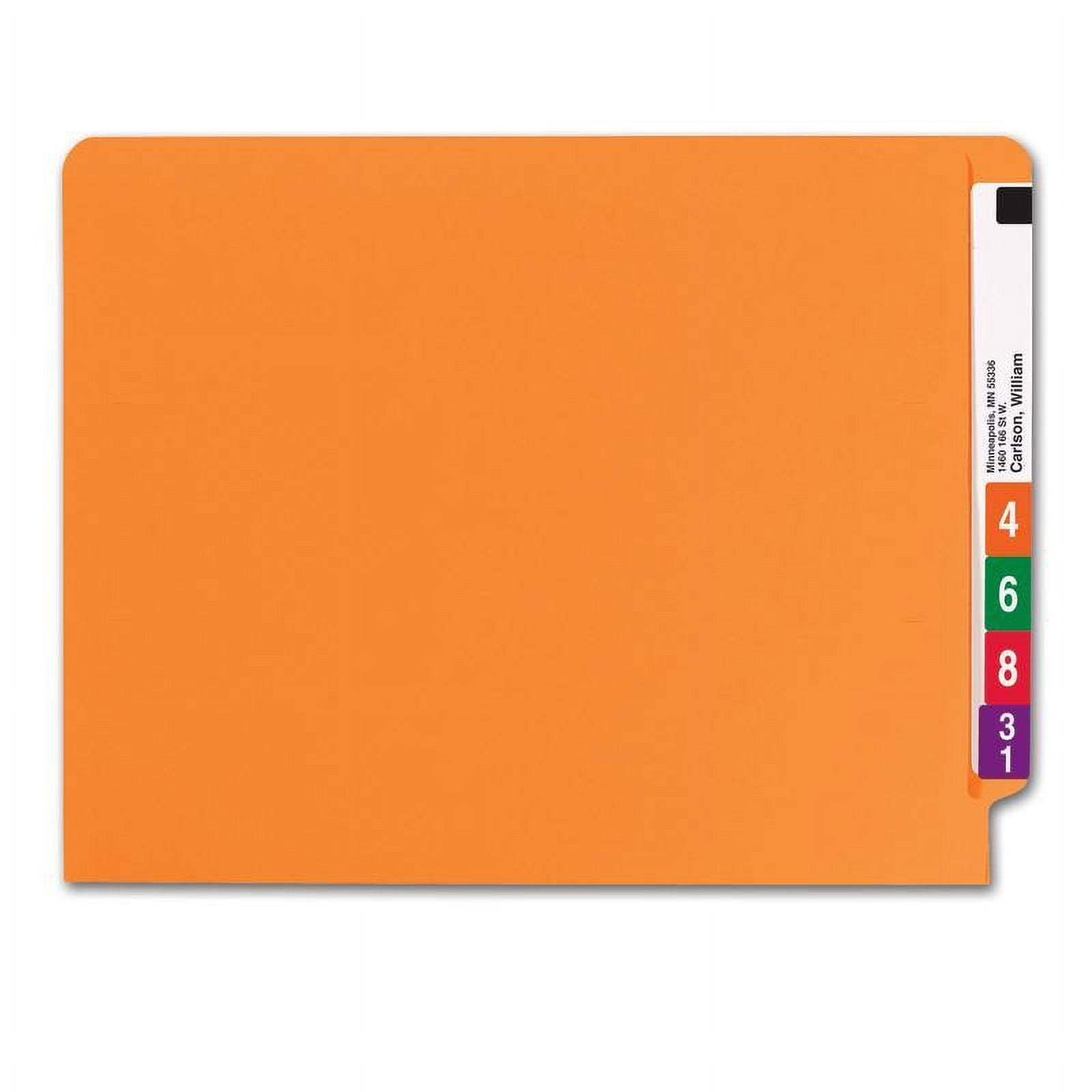 Smead Colored End Tab File Folder, Shelf-MasterÂ® Reinforced Straight-Cut Tab, Letter Size, Orange, 100 per Box (25510)