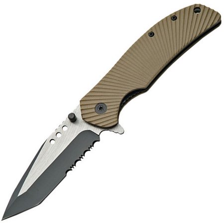 UPC 801608302936 product image for SZCO Supplies 300293-DS Assisted Opening Military Folding Knife, Tan | upcitemdb.com