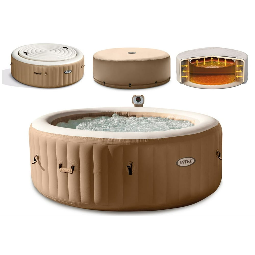 Intex 4 Person Hot Tub Spa With Energy Efficient Cover Round Portable