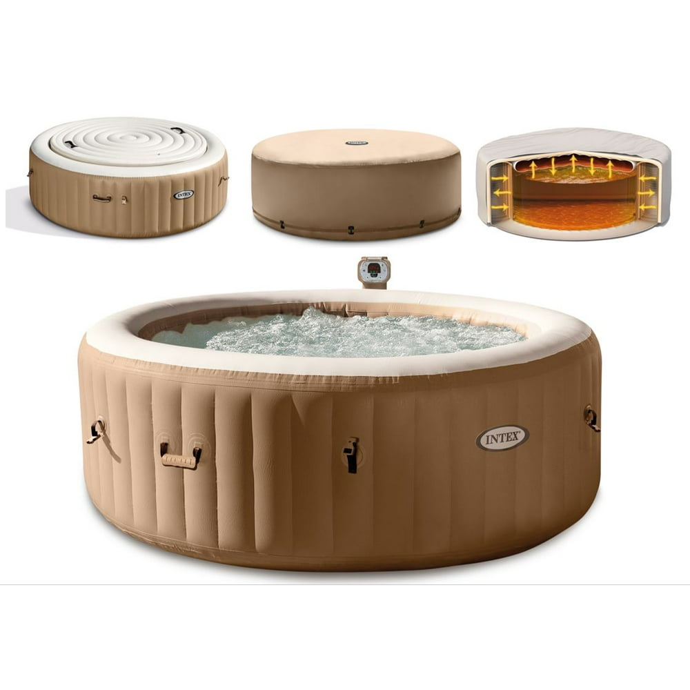Intex 4 Person Hot Tub Spa with Energy Efficient Cover Round Portable