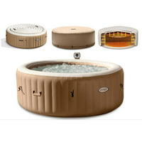 Intex 4 Person Hot Tub Round Portable Inflatable Spa with Energy Efficient Cover –
