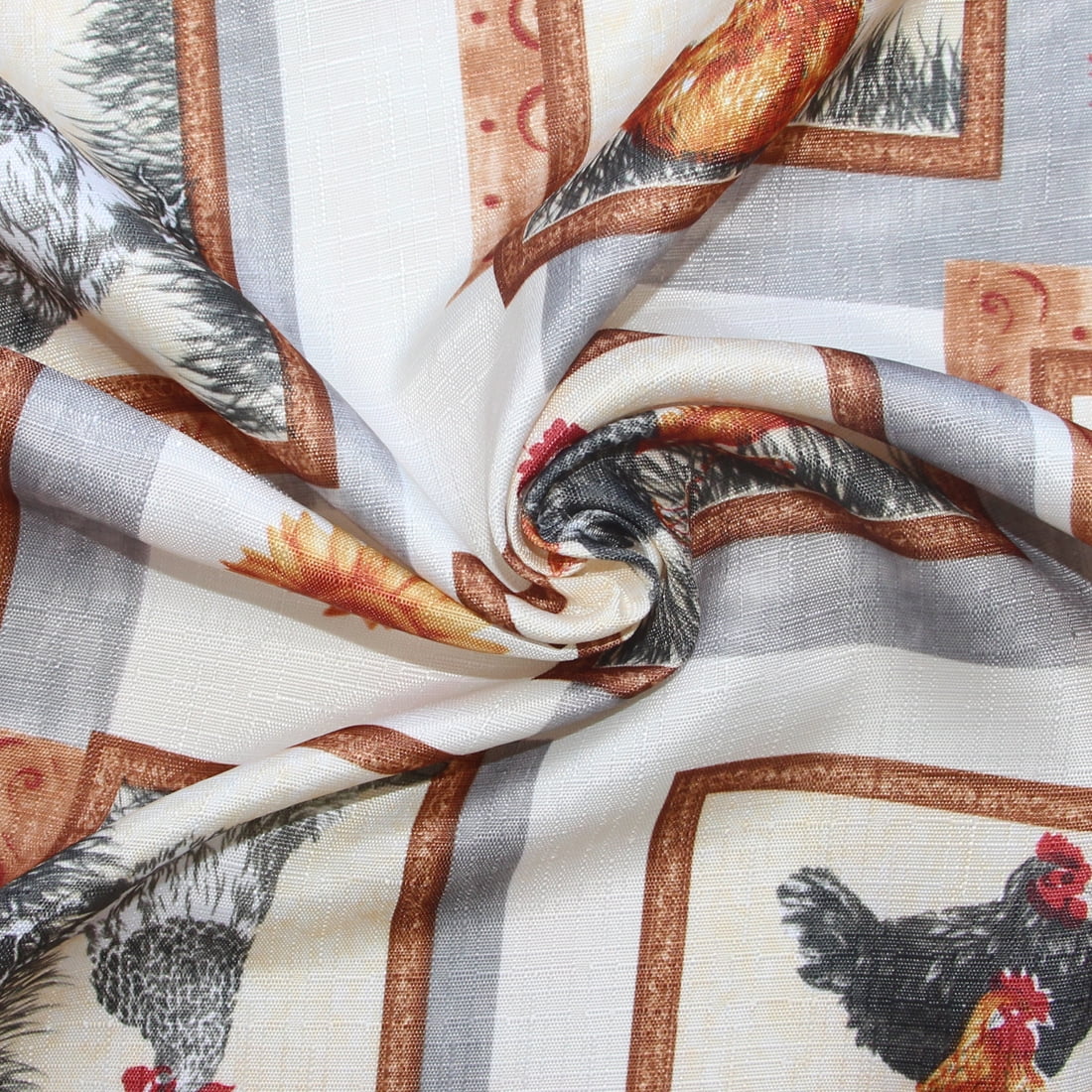3 PC Kitchen Curtain Swag Set, Fruit Floral Rooster Printed Design Window Panels - Picture 26 of 62