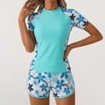 thumbnail image 5 of Qingpeng Womens Two Piece Rash Guard Swimsuit Printed Short Sleeve with High Waist Boyshorts Slimming Bathing Suit, 5 of 5