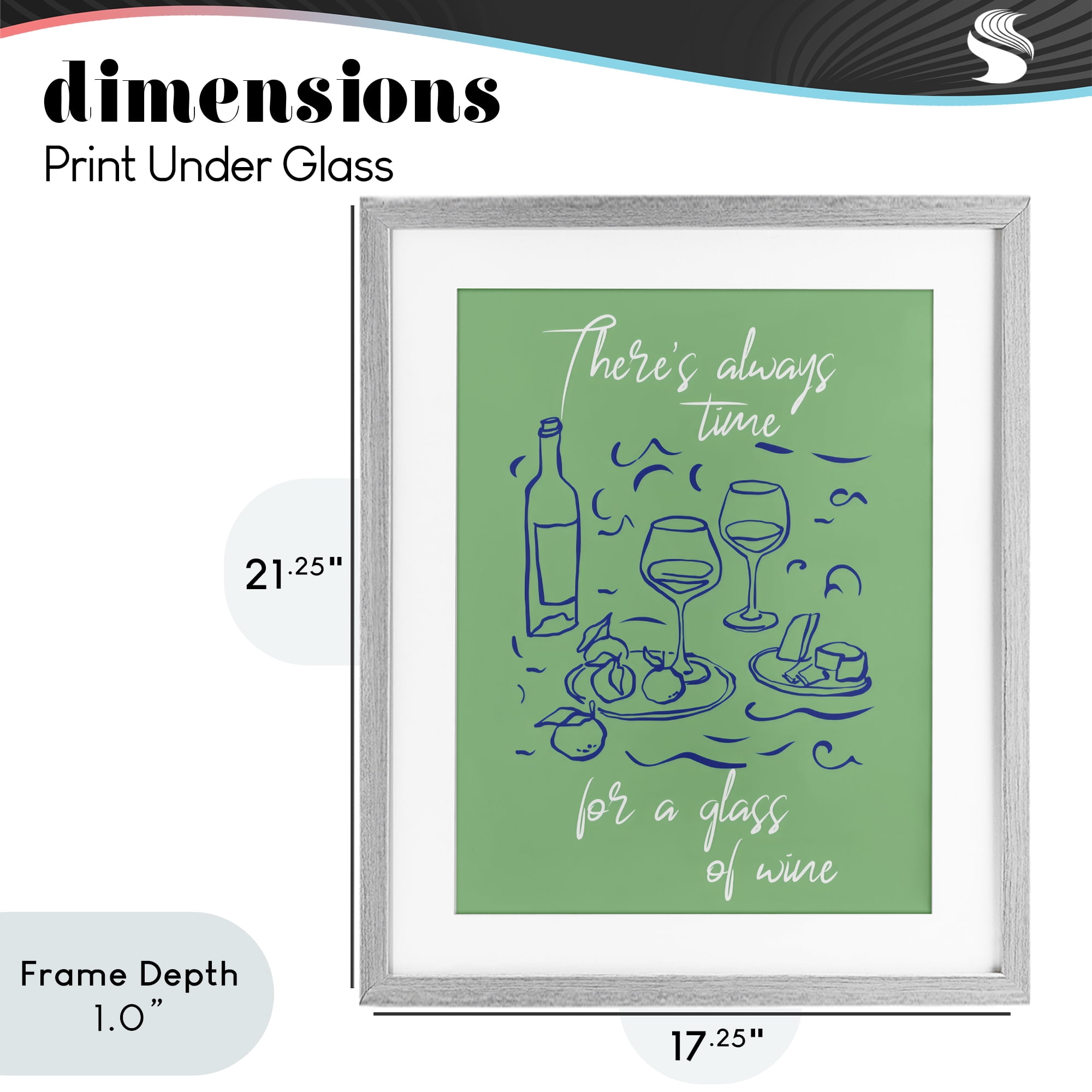 Stupell Industries Always Time For Glass Of Wine Gray Framed Print Under Glass, design by The Prints Vibe