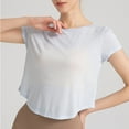 thumbnail image 5 of cfhntfmh Yoga Tops for Women Crewneck Short Sleeve Cropped T-Shirts Outdoor Soft Lightweight Athletic Workout Shirts, 5 of 6