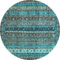 thumbnail image 1 of Ahgly Company Indoor Round Oriental Light Blue Modern Area Rugs, 3' Round, 1 of 4