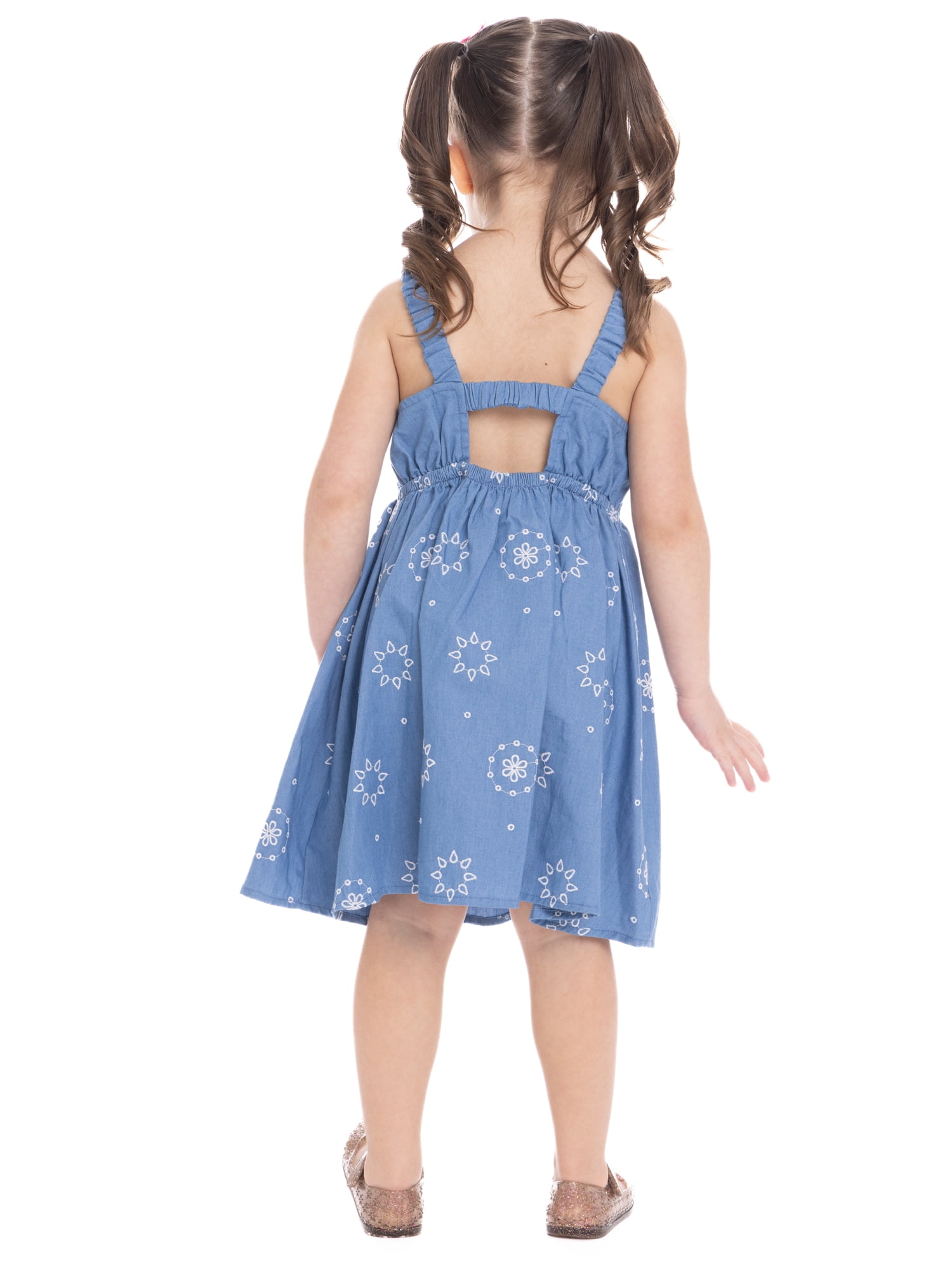 Wonder Nation Toddler Girls Cotton Sleeveless Floral Embroidered Dress, Sizes 12M-5T
