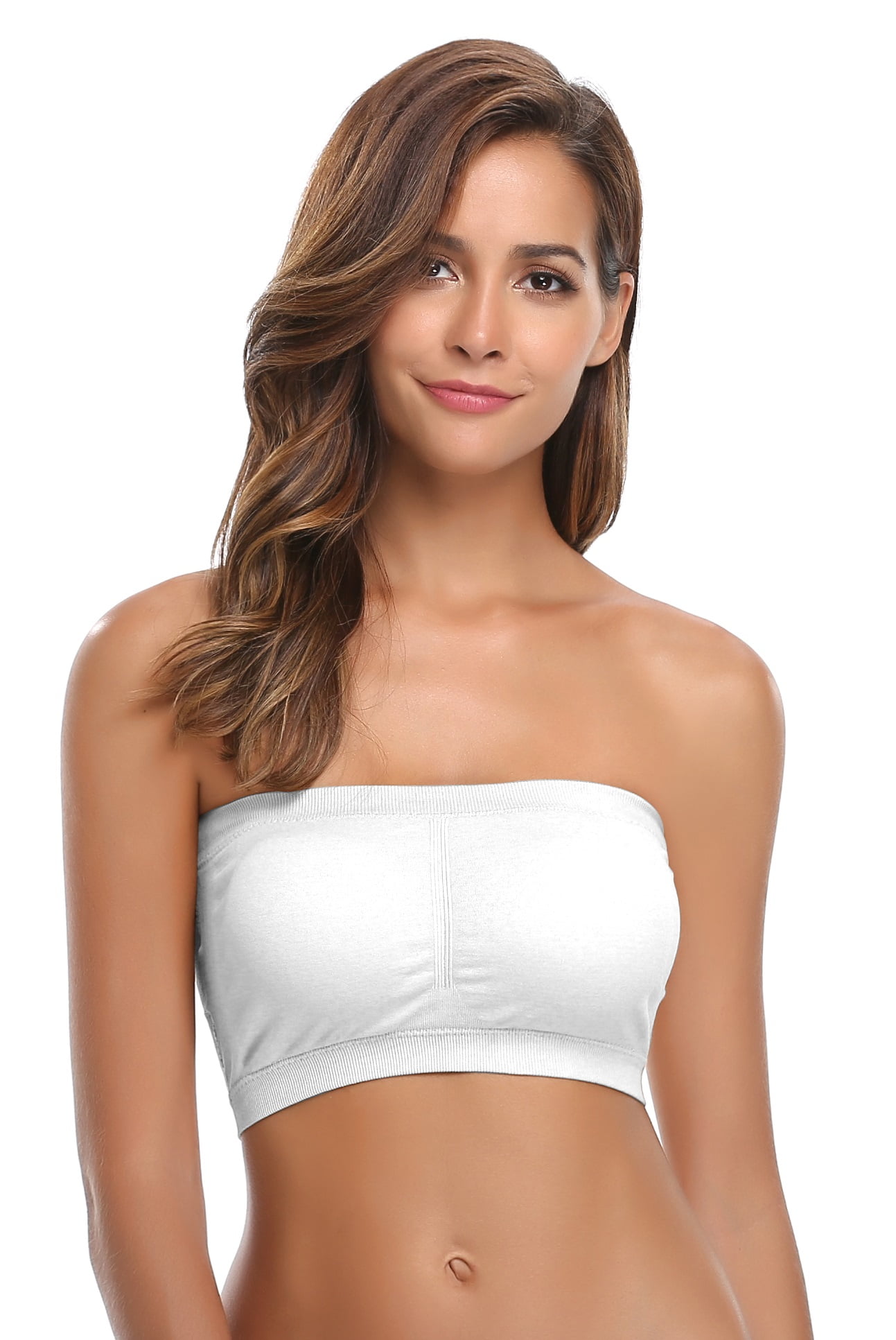 Kiwi Rata - Women's Bandeau Bra Padded Strapless Stretch Seamless Tube Top Bra Wireless Comfort