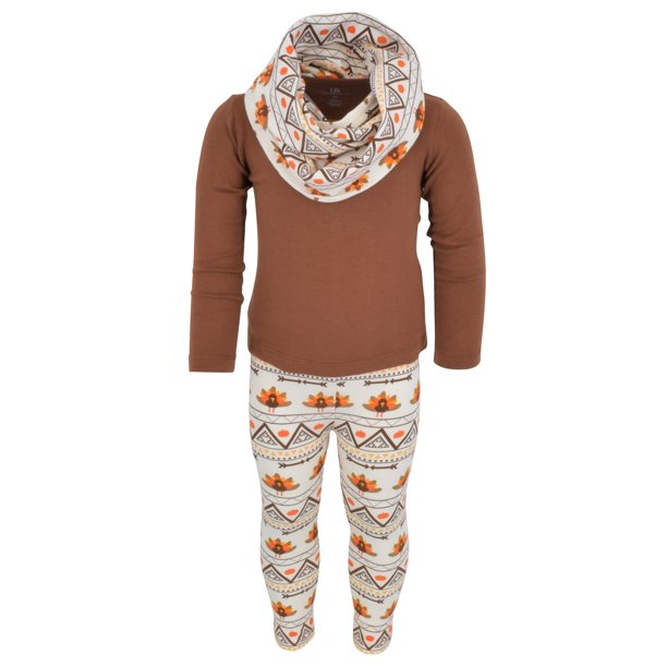 Girls 3 Piece Thanksgiving Tribal Turkey Legging Set 3t Walmart Com