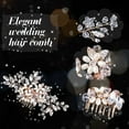 thumbnail image 3 of 5 Pieces Wedding Hair Comb Bridal Hair Pins Crystal Pearl Hair Accessories Rhinestone Flower Hair Piece for Wedding Bride Women(Gold,Classic Style), 3 of 4