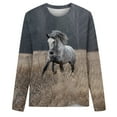 thumbnail image 3 of Wild Horse T-Shirt Women's Long Sleeve Crewneck Tops Mustang Nature Animal Lovers Wildlife Shirts 3D Graphic Tees, 3 of 3