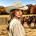 SUXIAN Womens Cowboy Hats Straw Western Hat Wide Brim Sun Shade Spring ...