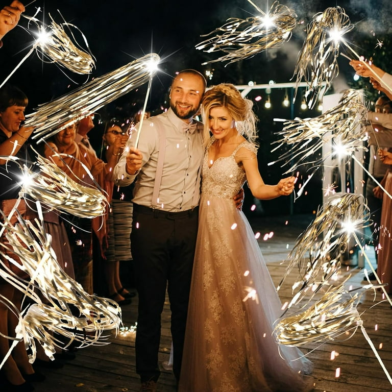 Party Favor Flashing Wands 100Pcs Light Up Wedding Wands - Gold Tinsel Streamers With 3 Flashing Modes For Parties & Celebrations Wedding Reception Favors