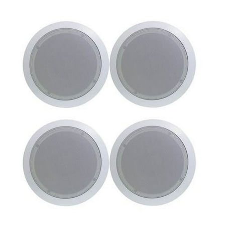 4) Pyle PDIC51RD 5.25 Inch 150W Round White In-Ceiling Wall Flush Speakers Four