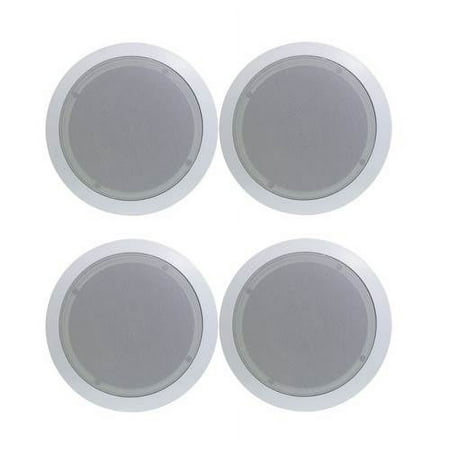 4) Pyle PDIC51RD 5.25 Inch 150W Round White In-Ceiling Wall Flush Speakers Four