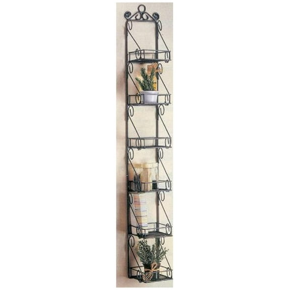 Spice Rack with 6 Metal Scroll Design Basket Shelves