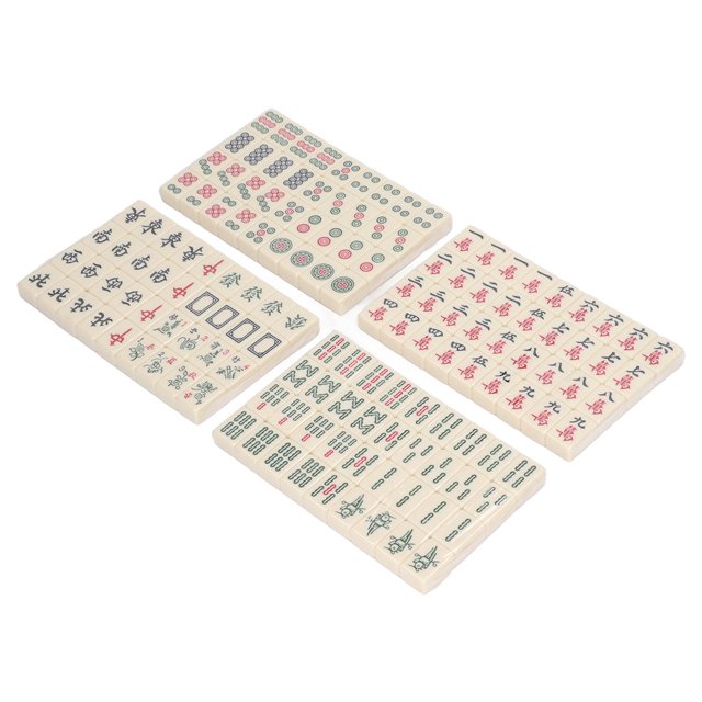 Small Mahjong Toy, Chinese Clear Pattern Small Traditional Mahjong With Storage Bag For Dormitory ,Blue,Green,Ivory