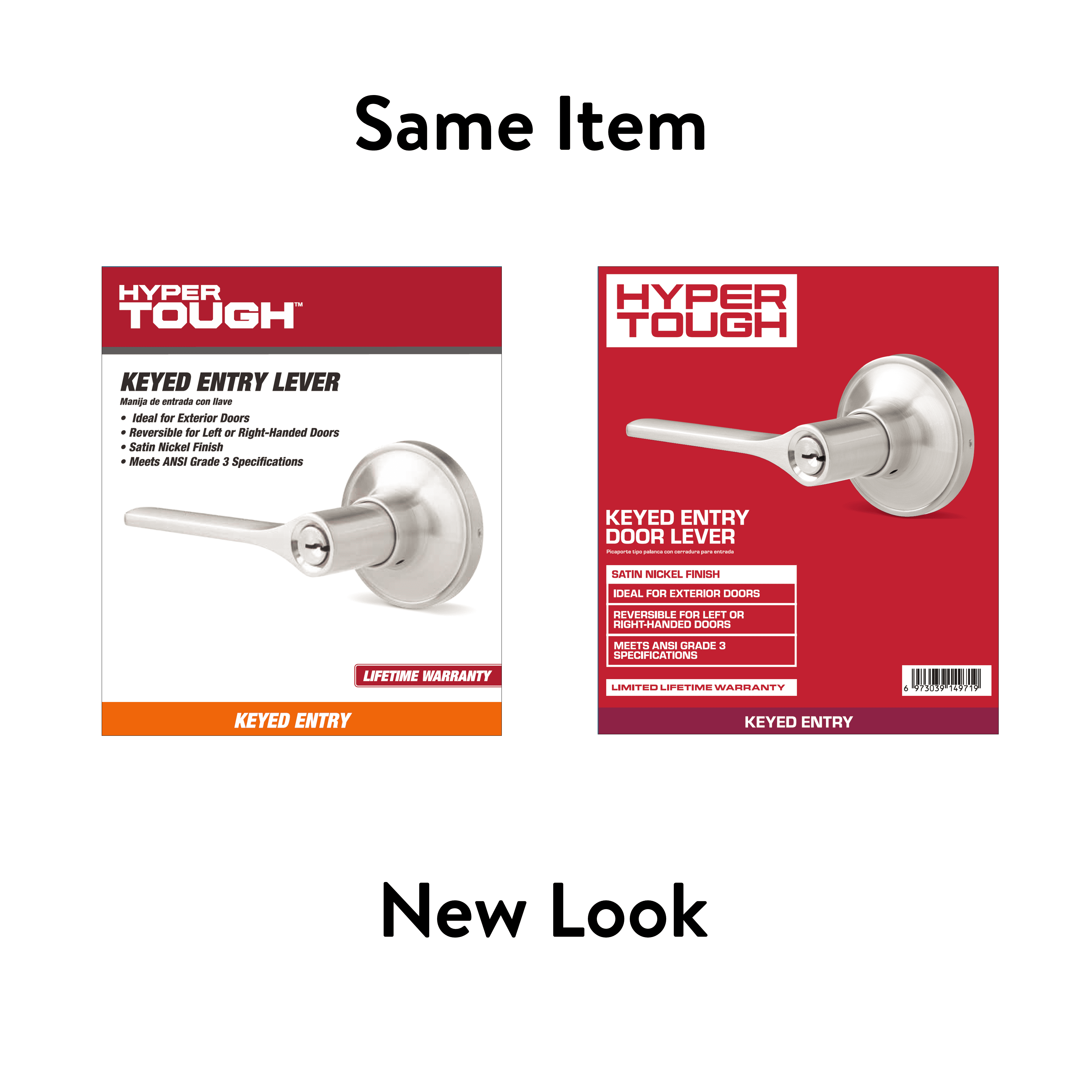 Hyper Tough Exterior Entry Classic Door Lever Satin Nickel Round Rosette