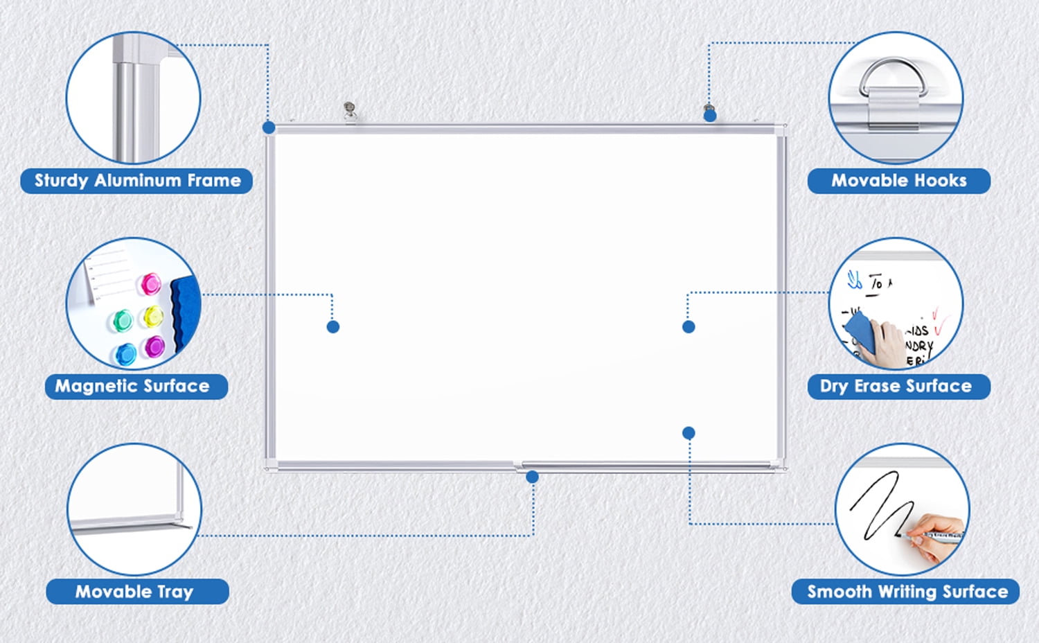 24″ x 18″ Magnetic Dry Erase Board with Aluminum Frame – Magnetic Whiteboard for Home, Office & School