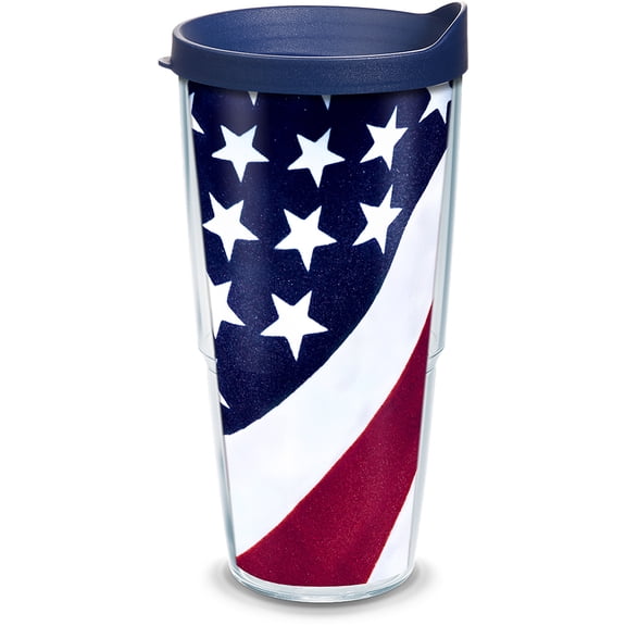 Tervis Star-Spangled Banner Made in USA Double Walled  Insulated Tumbler Travel Cup Keeps Drinks Cold & Hot, 24oz, Clear