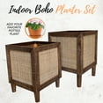 thumbnail image 5 of Autumn Alley Rustic Boho Large Planter - Rattan Cane Planter BoxeS Set of 2 – Wooden Indoor or Outdoor Planter Box Stands, 5 of 10
