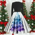 thumbnail image 4 of Women's Christmas Dress Long Sleeve Crewneck Printed A Lined Evening Skirt Red-1 M, 4 of 5